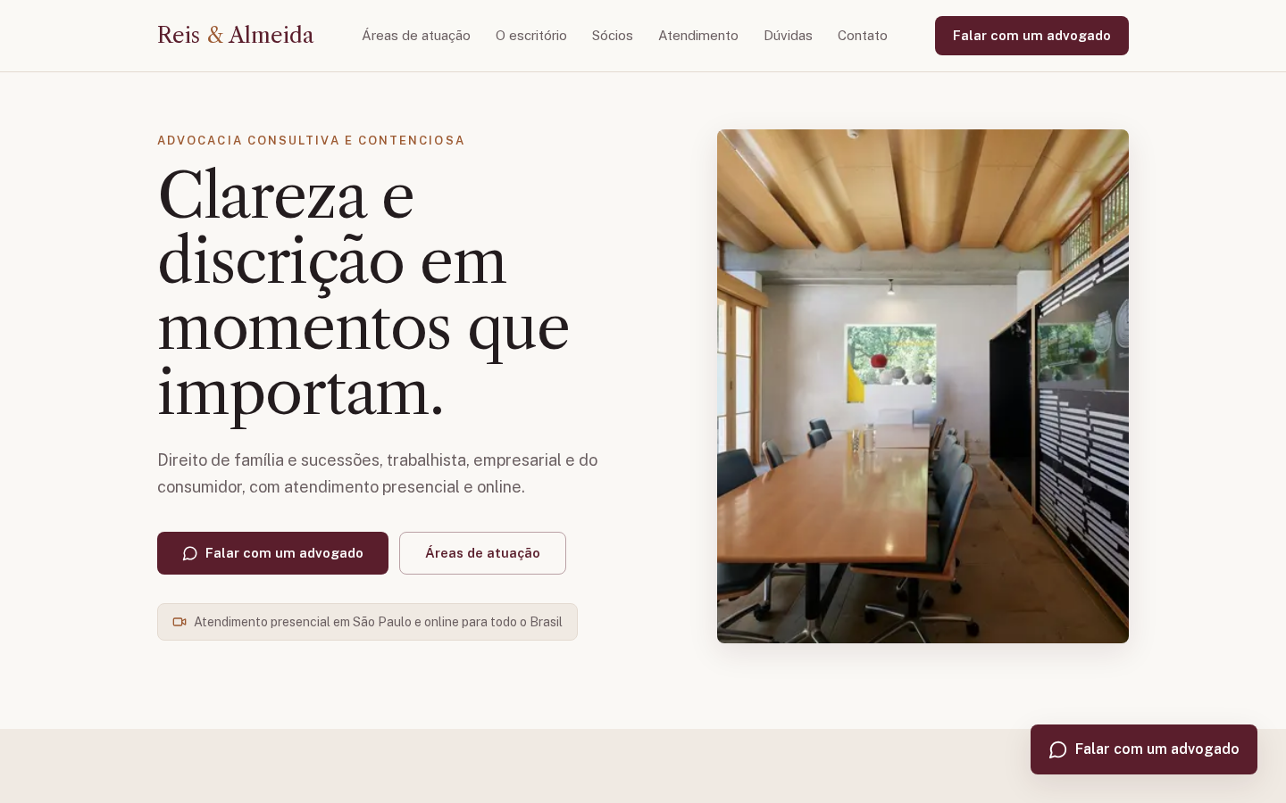 Capa do projeto Reis & Almeida Advogados